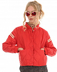 Куртка пуховая стеганая с полосками на рукаве красная Lauria