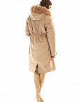 Пальто удлиненное с мехом бежевое Albino