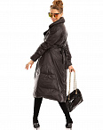 Пальто пуховое халат с поясом черное Manciano