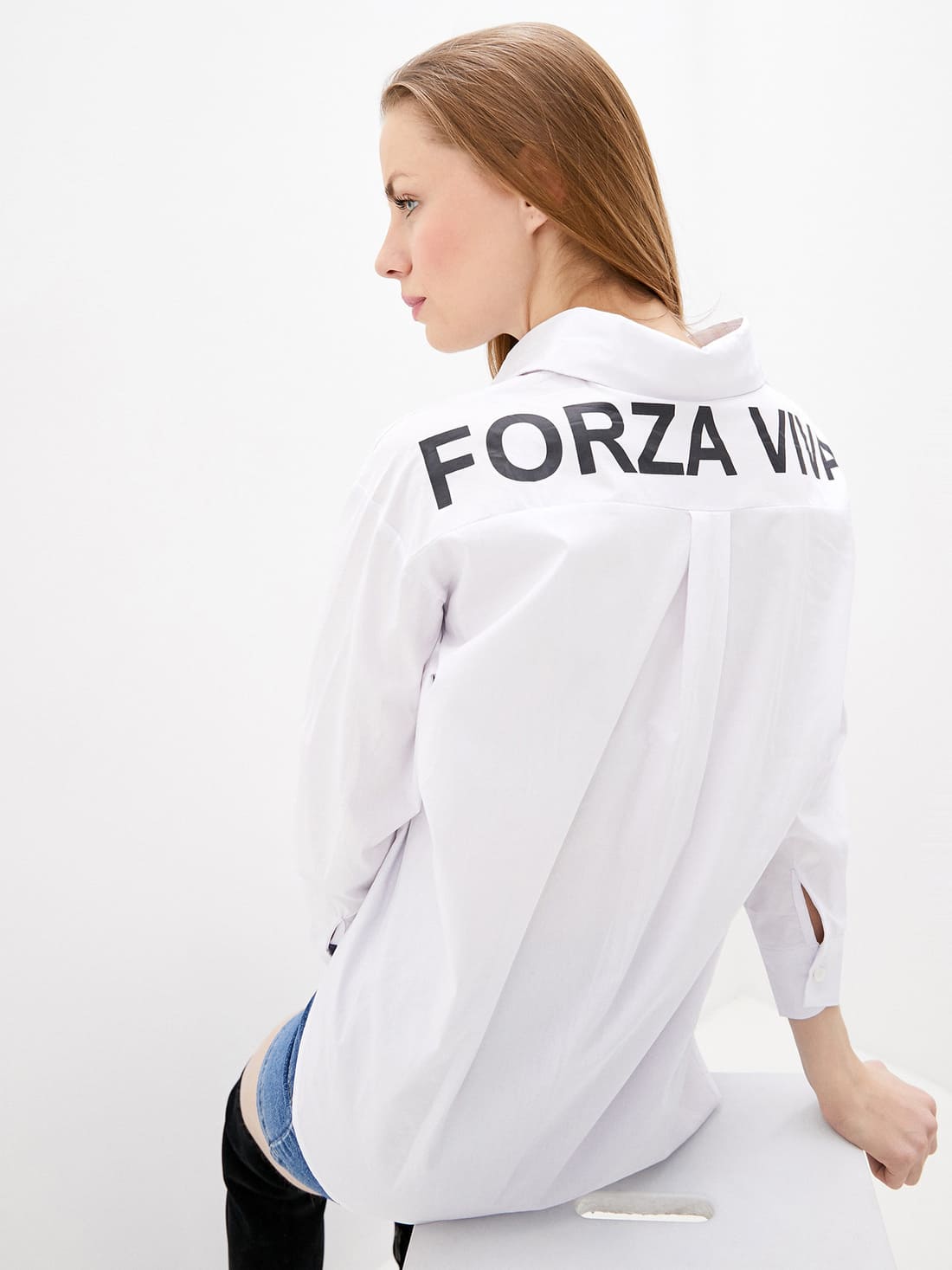 Блузка белая с принтом Forza Viva — фото 4