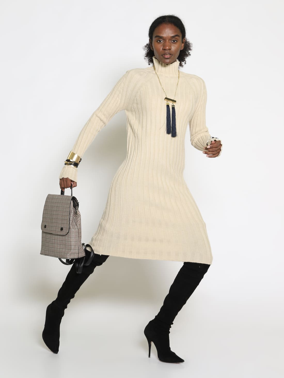 Платье трикотажное бежевое Lebia — фото 7
