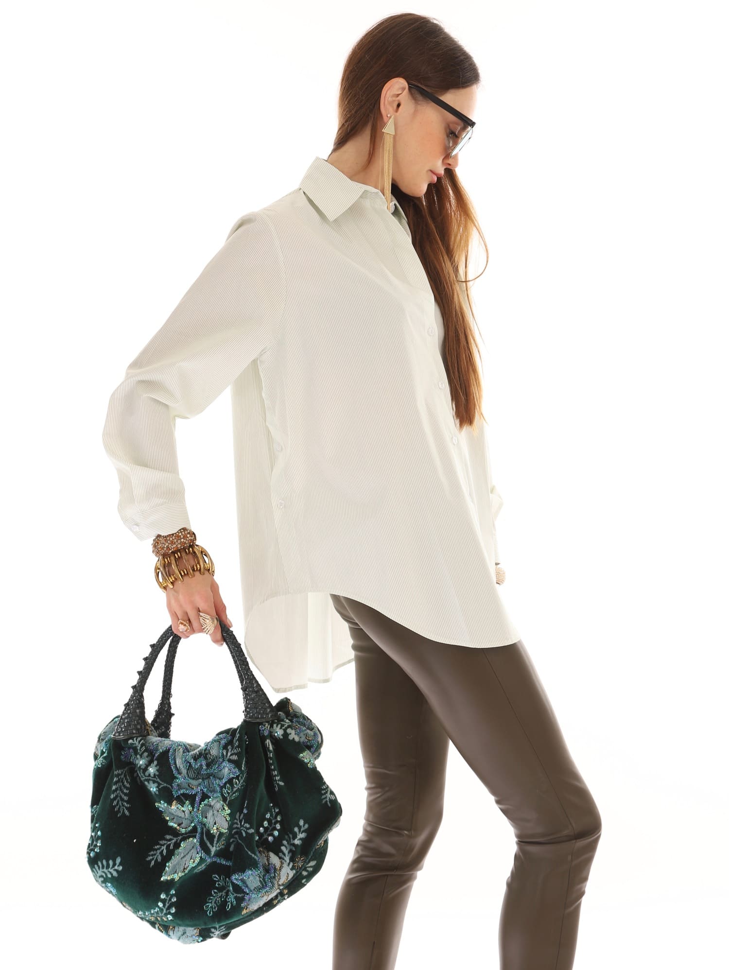 Блузка женская оверсайз светло-зеленый Maranza — фото 6