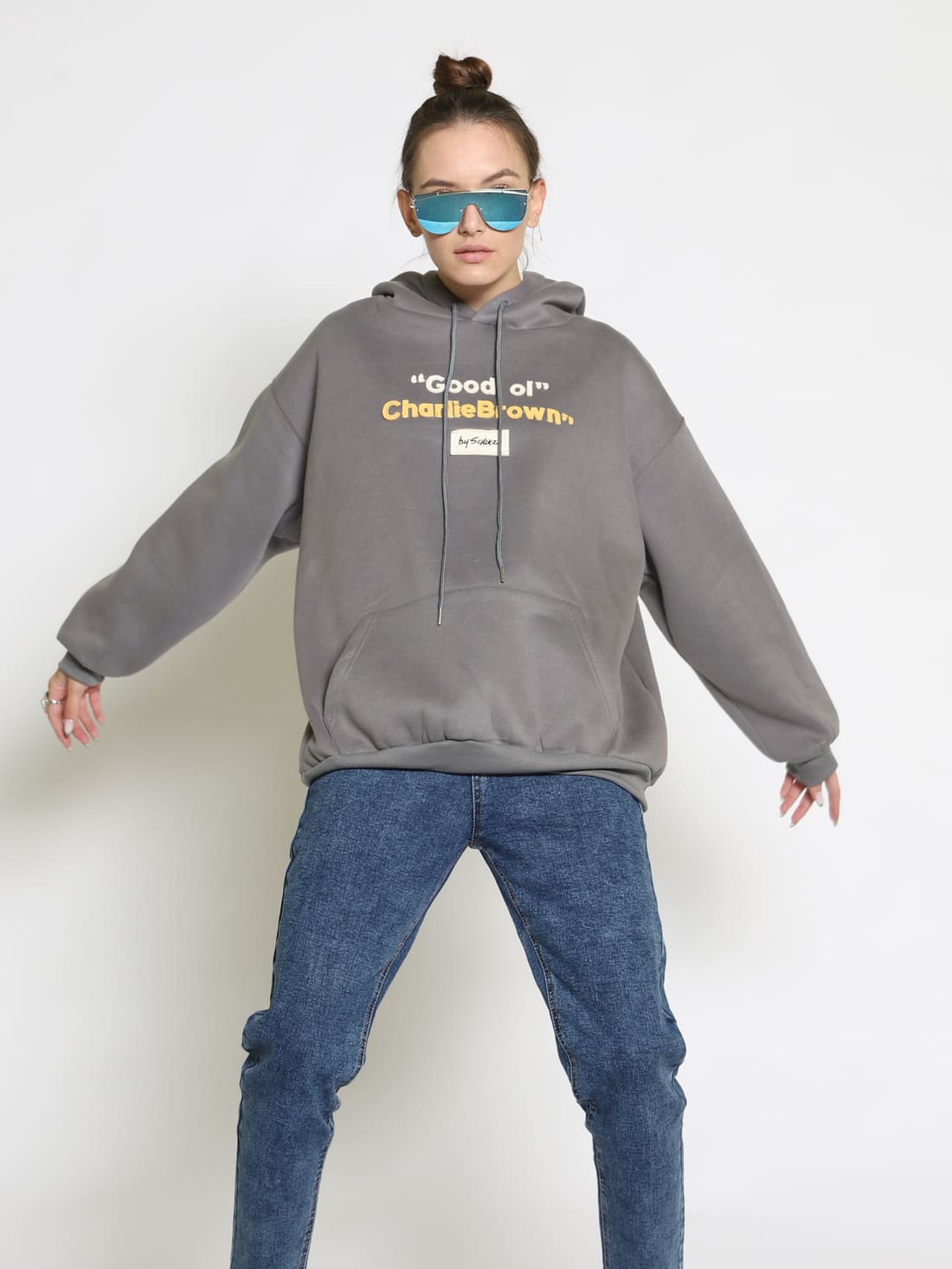 Худи с вышивкой серое Lebia — фото 2
