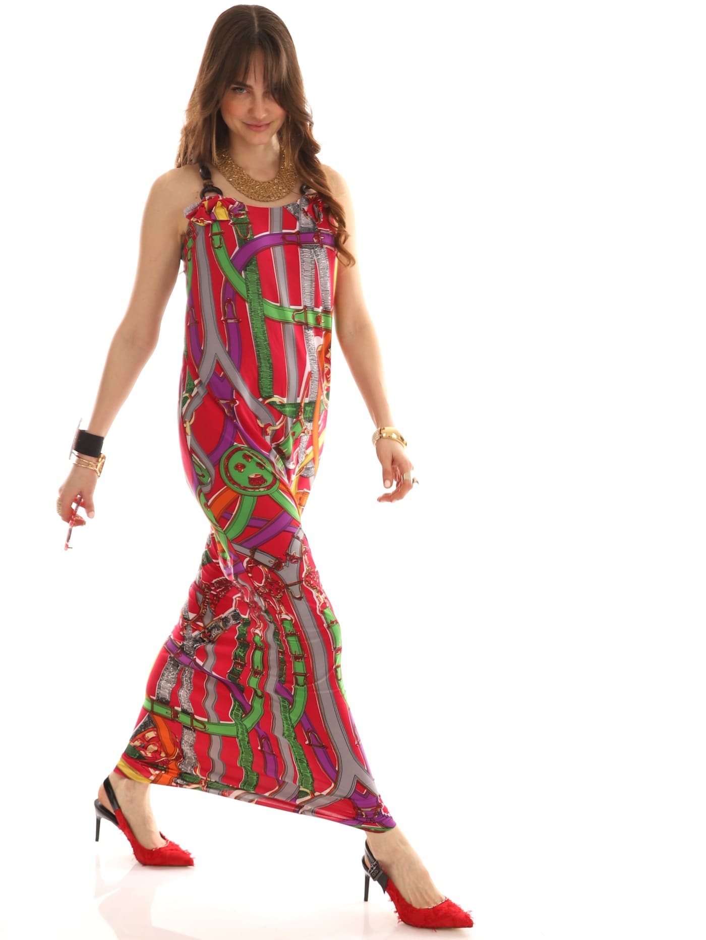 Платье длинное без застежки красное Anniett — фото 7
