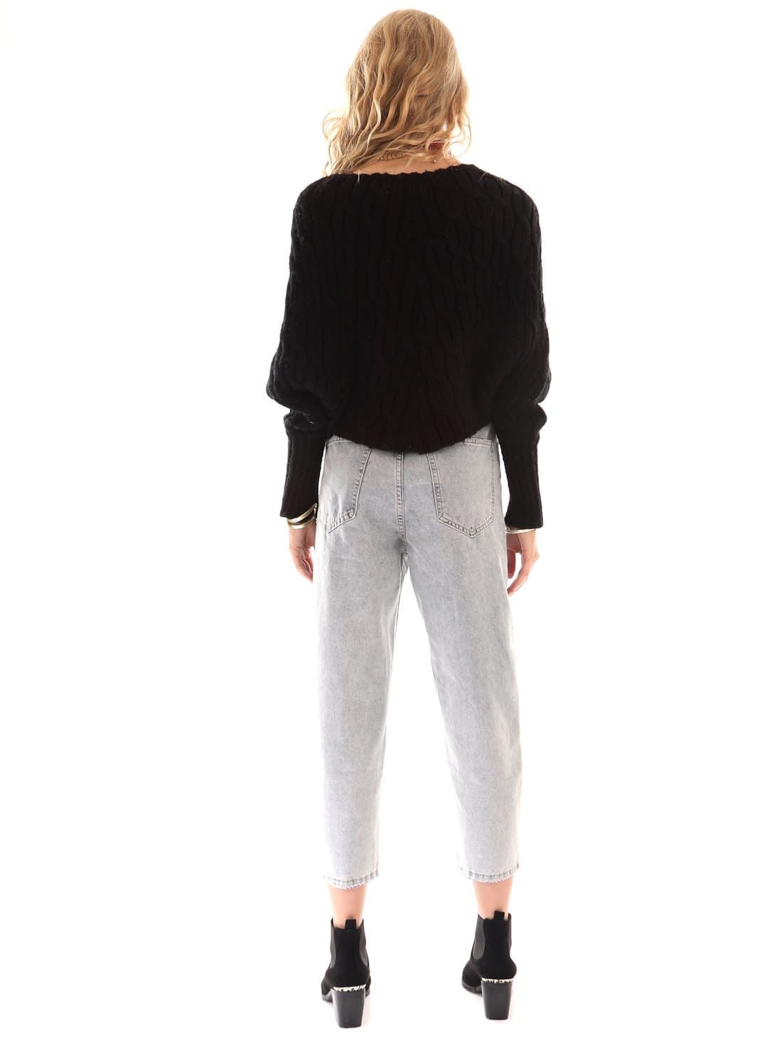Джинсы бананы с фиолетовым жемчугом голубые Perla — фото 7