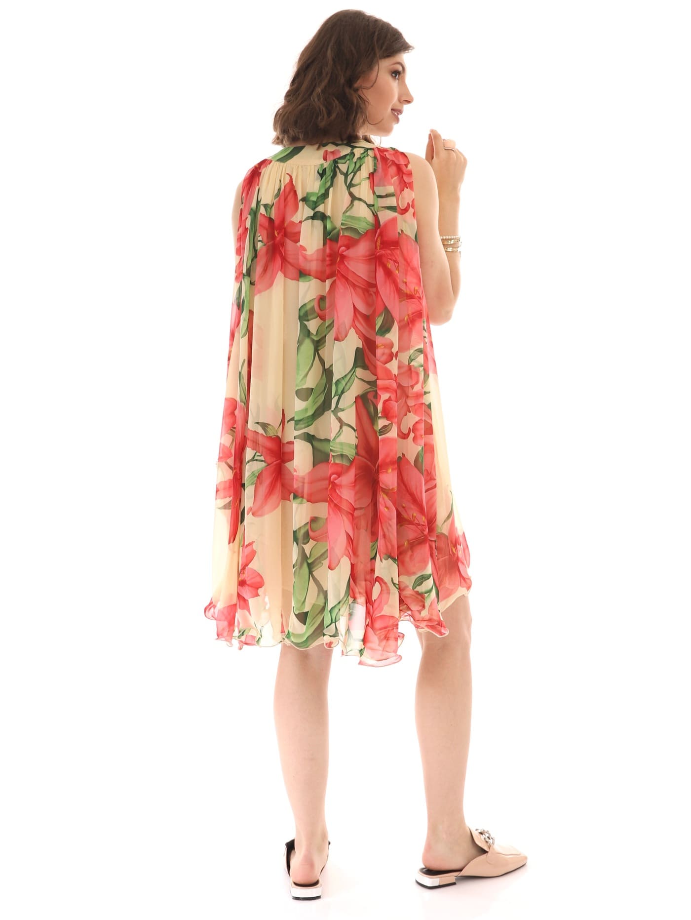 Платье шифоновое с колье бежевое Alietta — фото 7