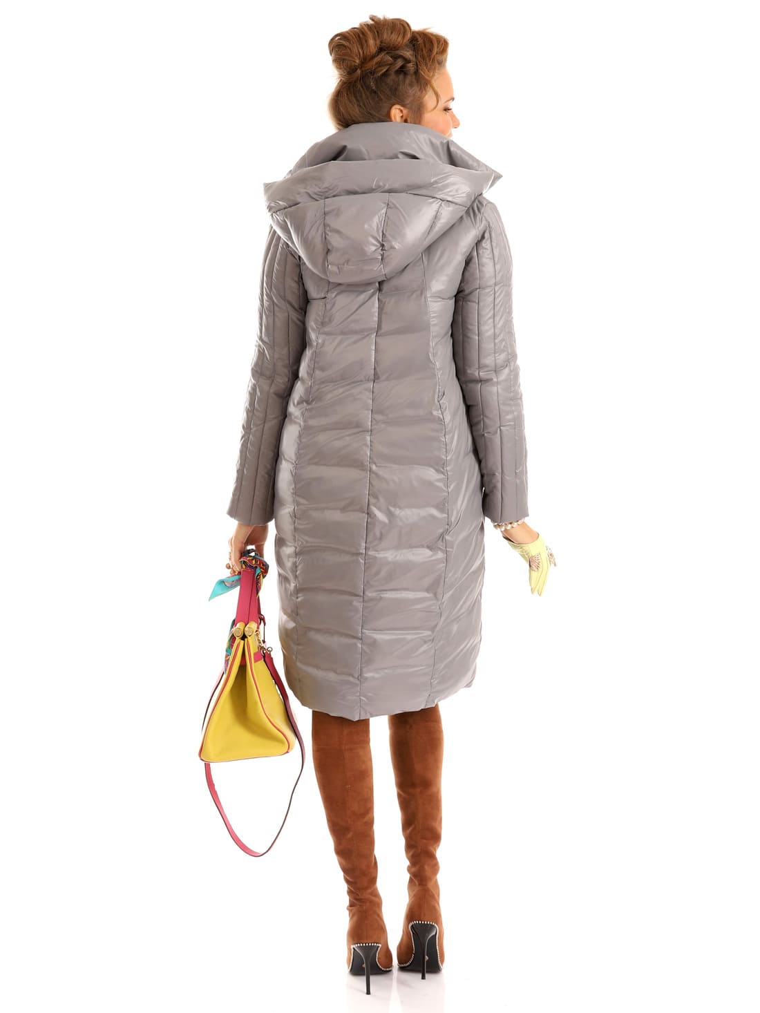 Пальто удлиненное стеганое серое Carsoli — фото 6