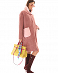 Пальто демисезонное с утепленным воротом розовое Vivienn