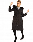 Пальто стеганое с капюшоном черное Olie