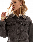Куртка джинсовая черная укороченная c карманами Elisabetta