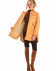Пальто пуховое стеганое с накладным карманом темно-оранжевое Ria