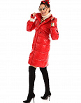 Пальто стеганое с надписью красное Polia