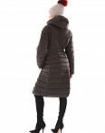 Пальто удлиненное стеганое с поясом черное Teano