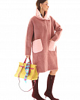 Пальто демисезонное с утепленным воротом розовое Vivienn