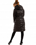 Пальто удлиненное стеганое с поясом черное Ispani