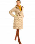Пальто удлиненное стеганое с поясом бежевое Ispani