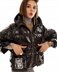 Куртка пуховая с накладными карманами черная Amantea