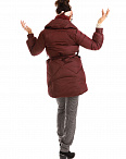 Пальто стеганое с поясом бордовое Amatrice