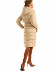 Пальто удлиненное стеганое с поясом бежевое Ispani