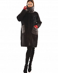 Пальто демисезонное с утепленным воротом черное Vivienn