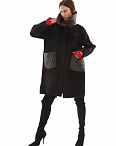 Пальто демисезонное с утепленным воротом черное Vivienn
