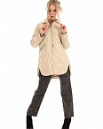 Пальто пуховое стеганое с накладным карманом светло-бежевое Ria