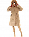 Пальто удлиненное с мехом бежевое Albino