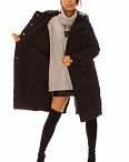 Пальто стеганое на пуговицах черное Tienna