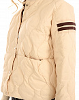Куртка пуховая стеганая с полосками на рукаве кремовая Lauria