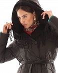 Пальто женское пуховое с поясом черное Sorrento